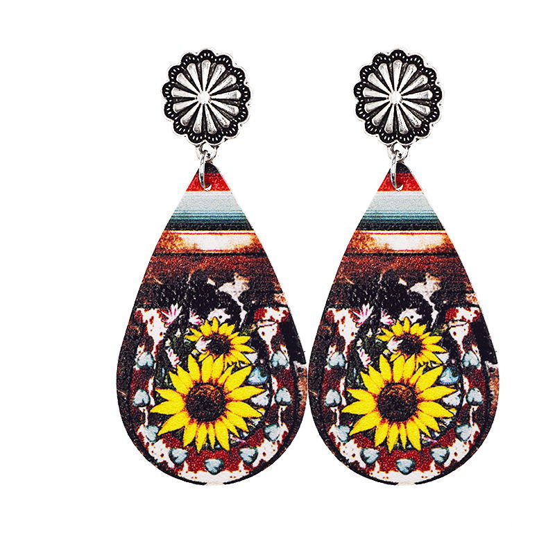 Wholesale Vintage Western Cowboy Leather Earrings